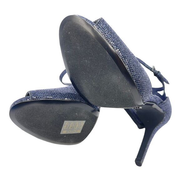 Michael Kors Cambria Sandal Glitter Cobalt Blue Open Toe Heels Women's 9M - Picture 6 of 9